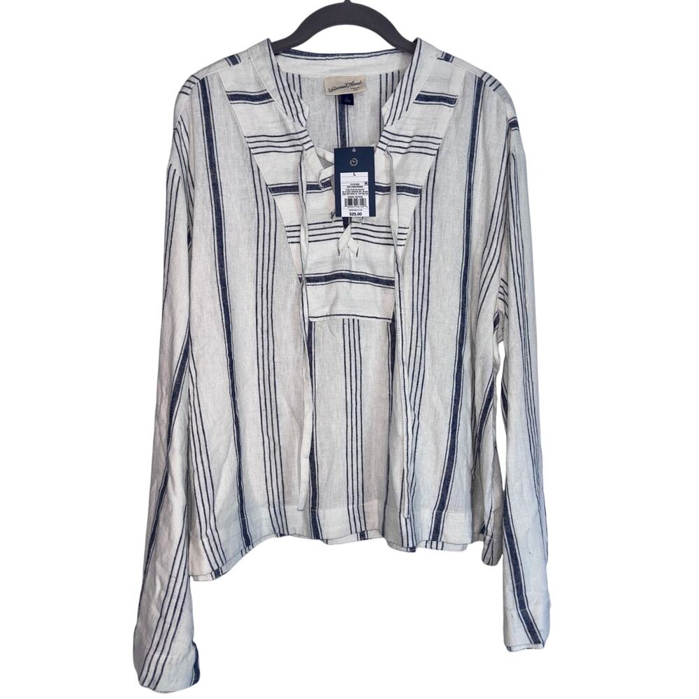 NWT Universal Threads linen blend striped top coastal beachy boho